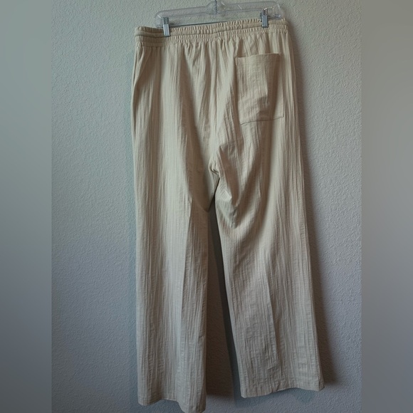 New ZARA Size XL Linen Blend Straight High Waist Pants Light beige Pants - Picture 5 of 11